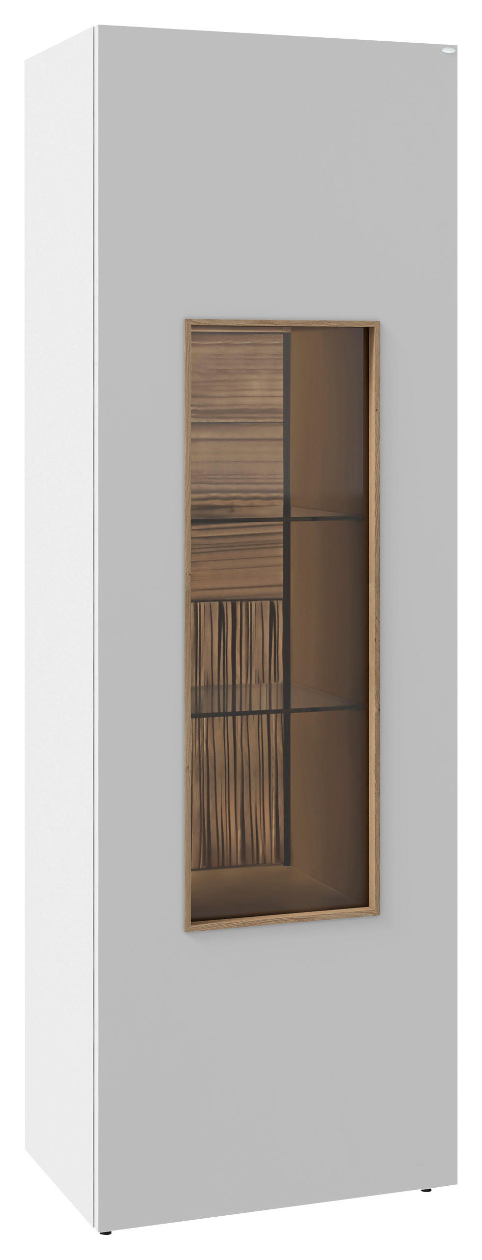 VITRINE VLACERA LIVING in furniert, mehrschichtige Massivholzplatte (Tischlerplatte) Wildeiche Weiß, Wildeiche  - Wildeiche/Weiß, Design, Glas/Holz (64/194/43cm) - Voglauer