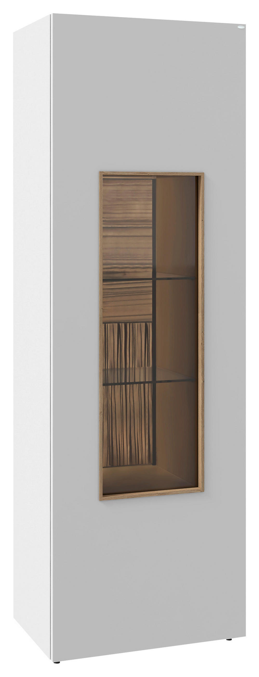 VITRINE VLACERA LIVING in furniert, mehrschichtige Massivholzplatte (Tischlerplatte) Wildeiche Weiß, Wildeiche  - Wildeiche/Weiß, Design, Glas/Holz (64/194/43cm) - Voglauer