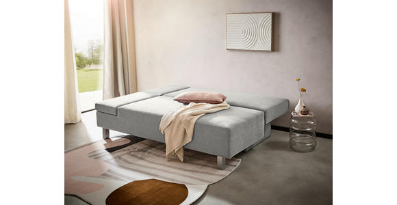 SCHLAFSOFA Flachgewebe Hellgrau - Chromfarben/Hellgrau, Design, Holz/Textil (205/77-93/99cm) - Novel
