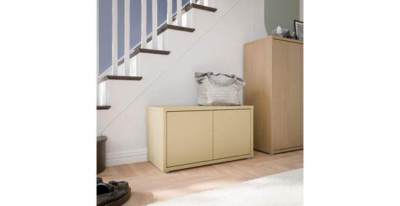 GARDEROBENBANK - Hellgelb/Grau, MODERN, Kunststoff (74,5/41,5/34,9cm) - Carryhome