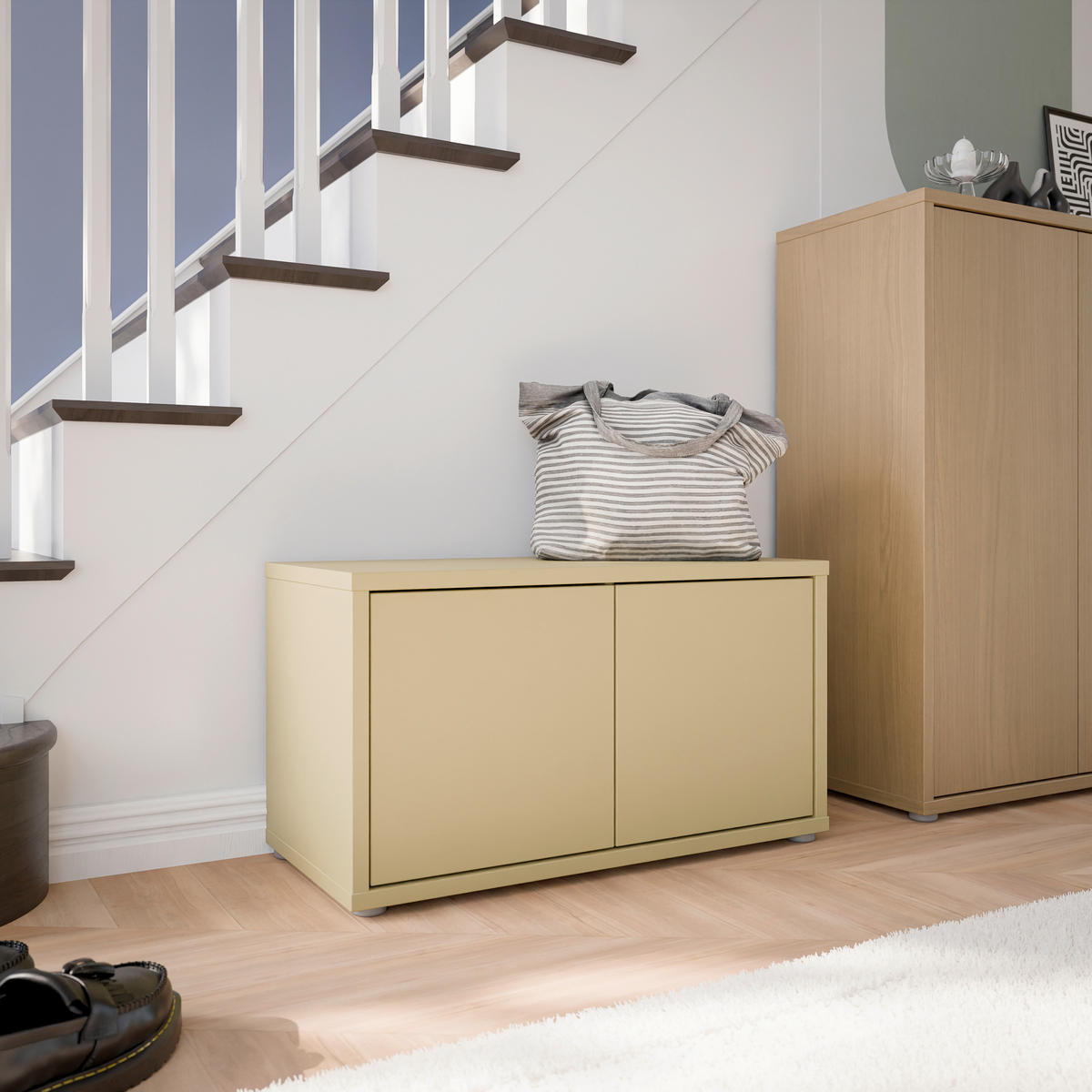 GARDEROBENBANK - Hellgelb/Grau, MODERN, Kunststoff (74,5/41,5/34,9cm) - Carryhome