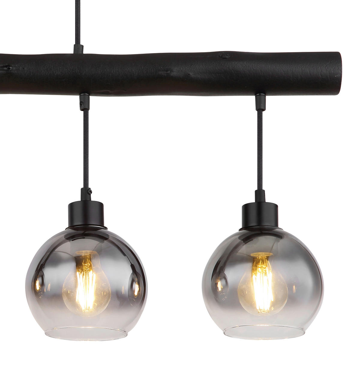 HÄNGELEUCHTE 85/15/120 cm    - Schwarz/Grau, Design, Glas/Holz (85/15/120cm) - Globo