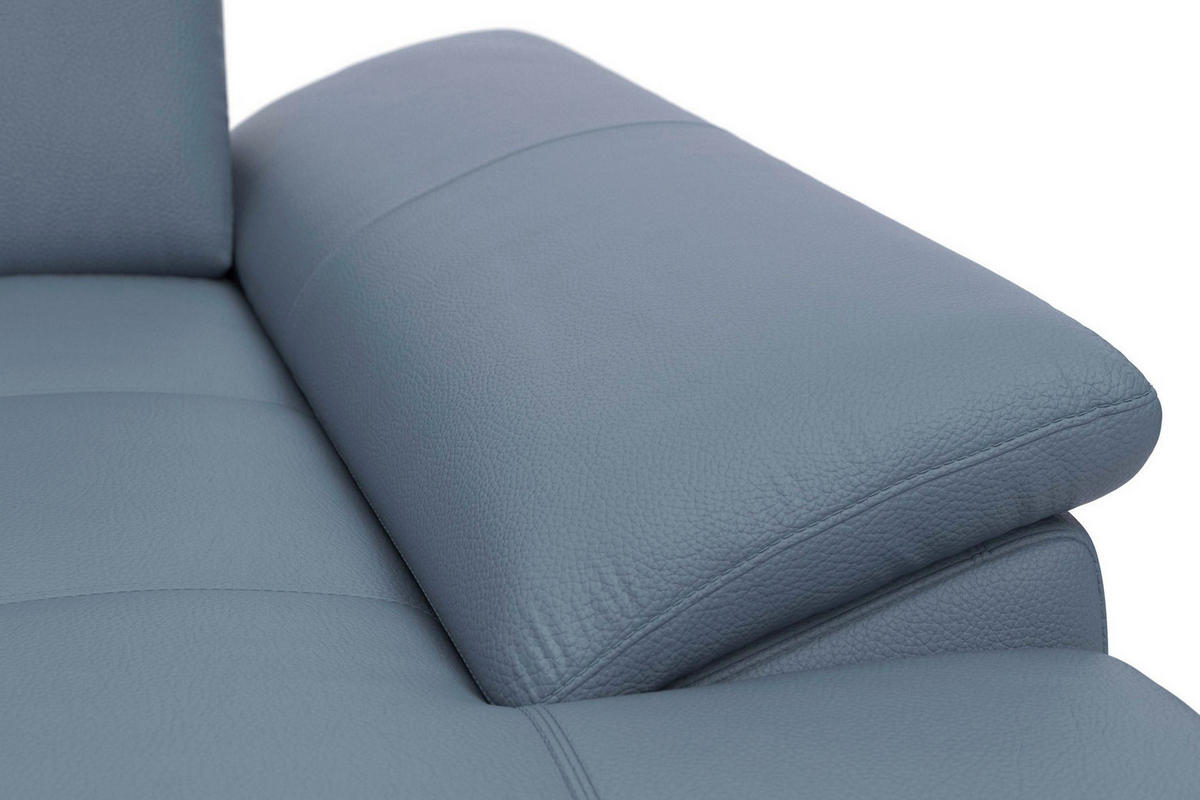 SEDACÍ SOUPRAVA, kůže, šedomodrá - šedomodrá/černá, Basics, kov/textil (223/363/176cm) - Sit & More