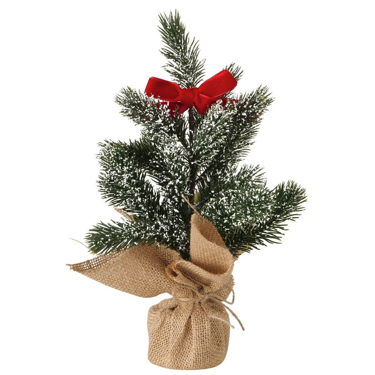 DEKOWEIHNACHTSBAUM Grün, Naturfarben, Rot  - Rot/Naturfarben, Basics, Kunststoff/Textil (15/15/30cm)