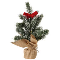DEKOWEIHNACHTSBAUM Grün, Naturfarben, Rot  - Rot/Naturfarben, Basics, Kunststoff/Textil (15/15/30cm)