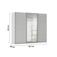 SCHWEBETÜRENSCHRANK 301/223/68 cm 3-türig Grau  - Chromfarben/Grau, KONVENTIONELL, Glas/Holzwerkstoff (301/223/68cm) - Novel