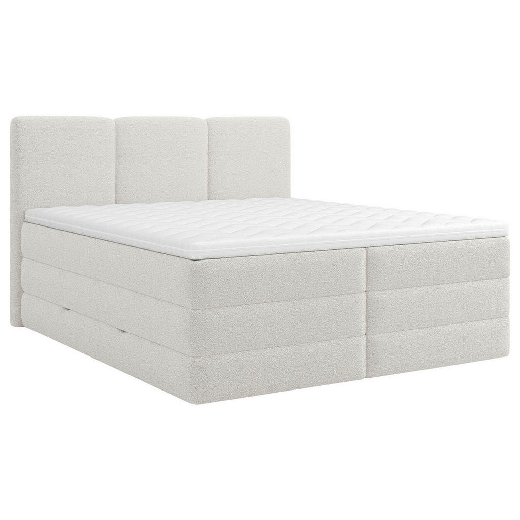 Thumbnail - Mid.you Boxspringbett, Weiß, Textil, Holz, H3 + H4, Höhe ca. 19 cm, 180x200 cm, Bettkasten, gepolstertes Kopfteil, Toppe...