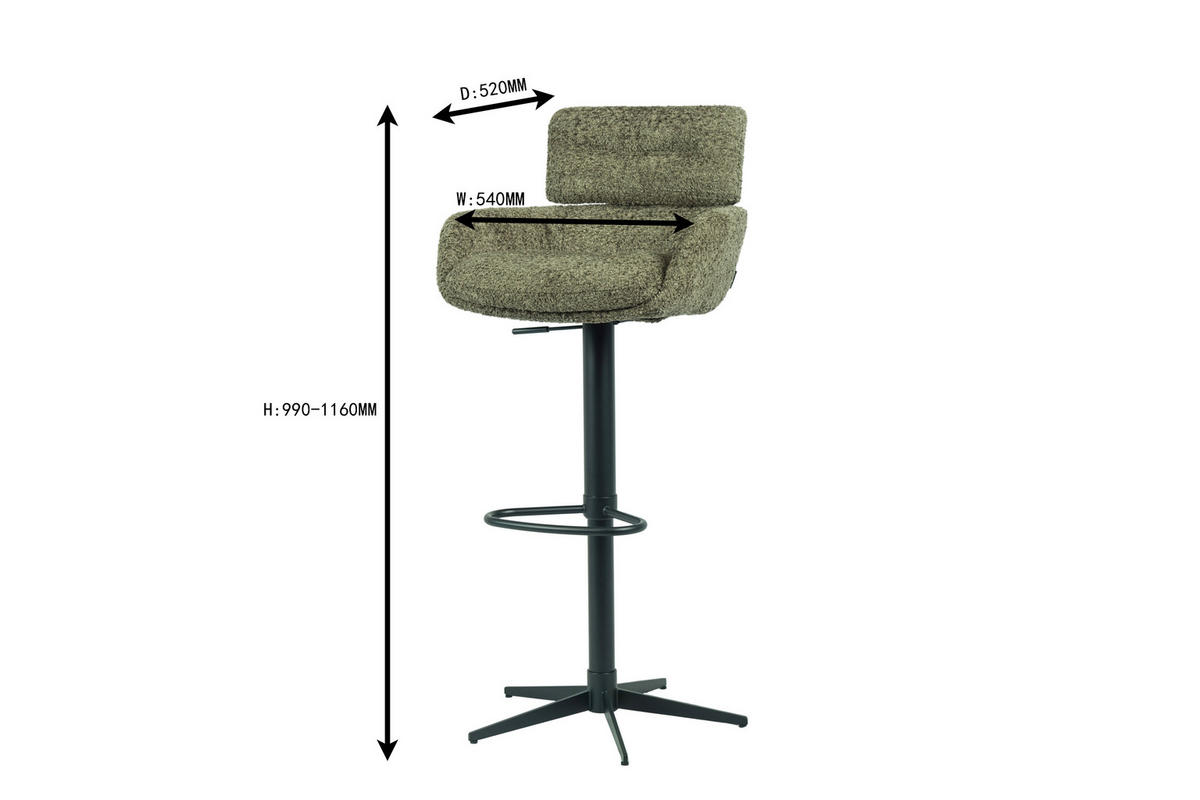 BARPALL i grön, svart  - grön/svart, Design, metall/textil (54/99-116.5/52cm) - Dieter Knoll