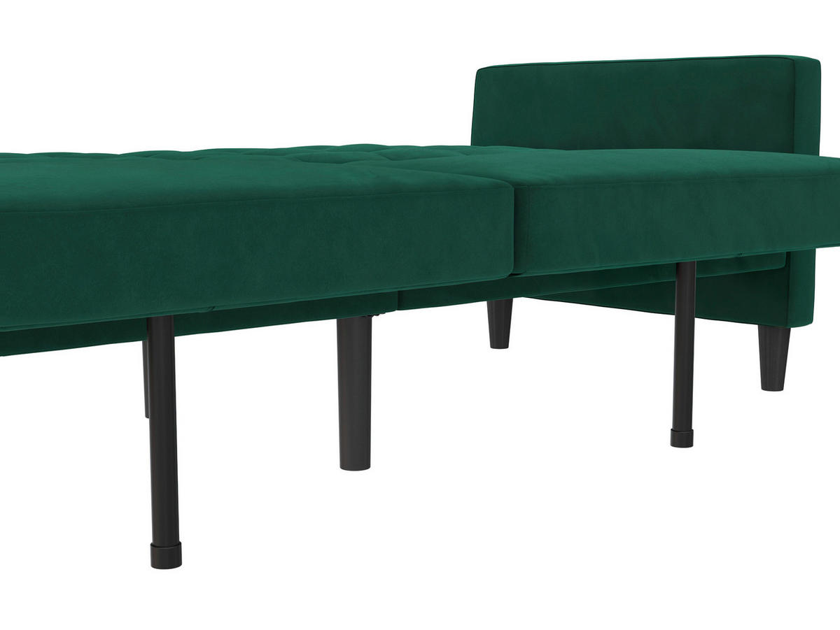 SCHLAFSOFA Velours Dunkelgrün  - Dunkelgrün/Schwarz, Basics, Kunststoff/Textil (207/86/86cm) - Livetastic