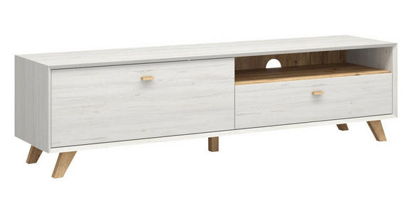 LOWBOARD melaminharzbeschichtet Weiß - Eichefarben/Weiß, Design, Holz (187/50/45cm) - Linea Natura