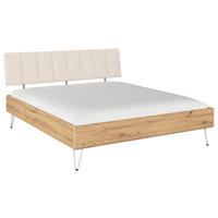 BETT 180/200 cm,  in Eiche Artisan,  - Champagner/Eiche Artisan, Design, Textil/Metall (180/200cm) - Carryhome