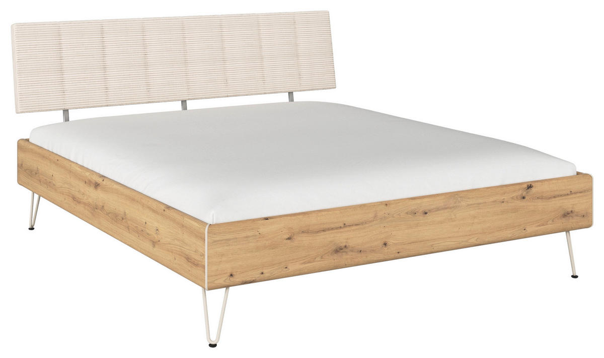 BETT 180/200 cm,  in Eiche Artisan,  - Champagner/Eiche Artisan, Design, Textil/Metall (180/200cm) - Carryhome