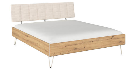 BETT 180/200 cm  in Eiche Artisan  - Champagner/Eiche Artisan, Design, Holzwerkstoff/Textil (180/200cm) - Carryhome