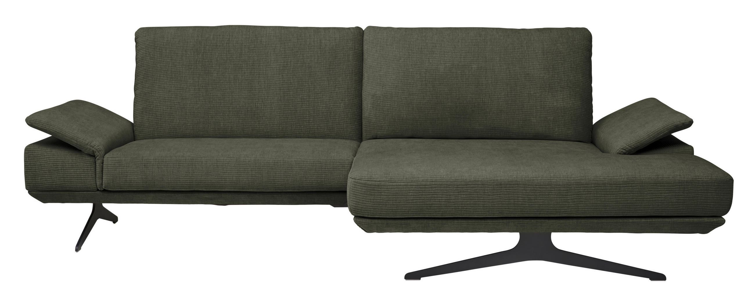ECKSOFA in Flachgewebe Grün  269/155 cm  - Schwarz/Grün, Design, Textil/Metall (269/155cm) - Koinor