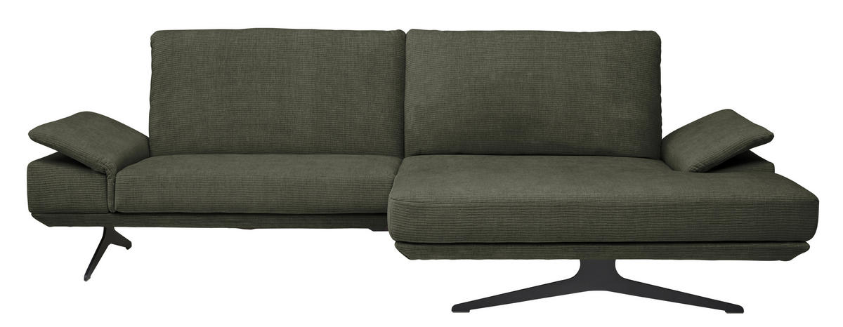 ECKSOFA in Flachgewebe Grün  269/155 cm  - Schwarz/Grün, Design, Textil/Metall (269/155cm) - Koinor
