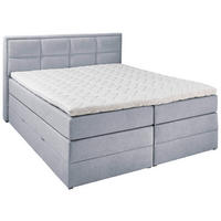 BOXSPRINGBETT 180/200 cm,  in Hellgrau, Bettkasten, Topper, Matratze, H2 + H3 = mittel + fest  - Hellgrau/Schwarz, KONVENTIONELL, Kunststoff/Textil (180/200cm) - Carryhome
