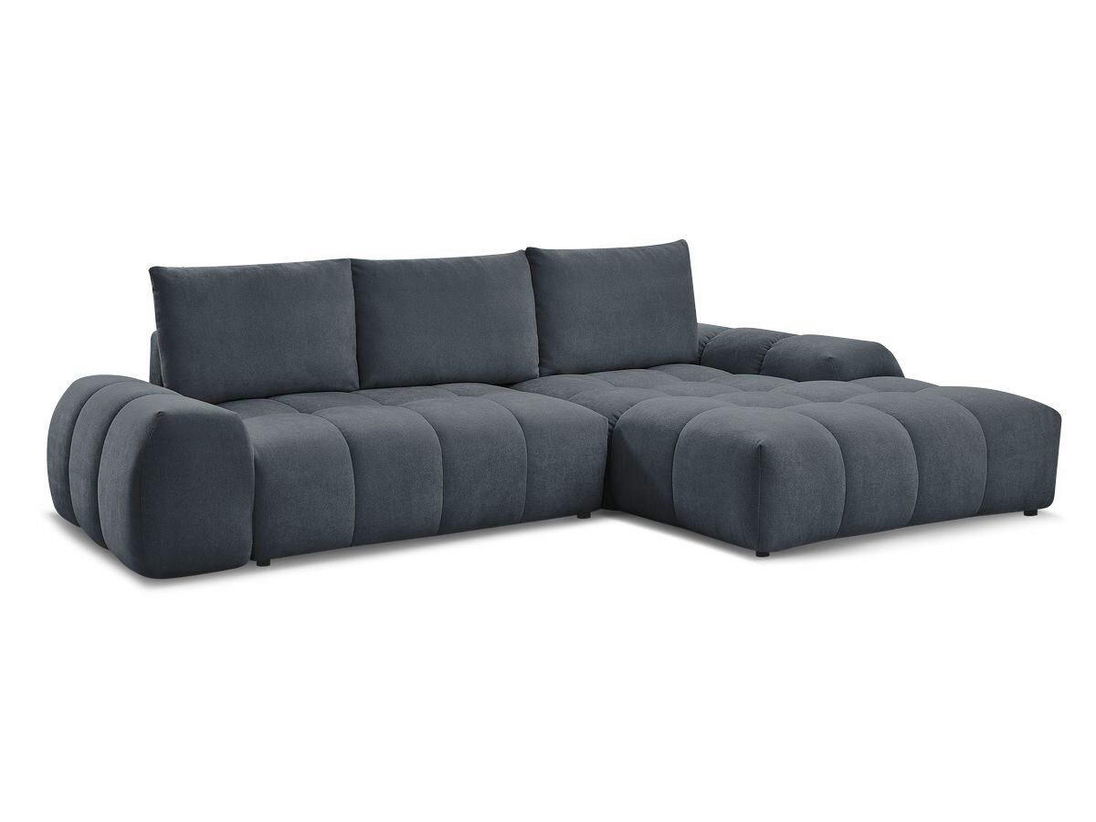 ECKSCHLAFSOFA EVEREST  mit Rücken echt, Armteil links, Armteil rechts Struktur Dunkelblau  - Schwarz/Dunkelblau, MODERN, Kunststoff/Textil (318/180cm) - Livetastic