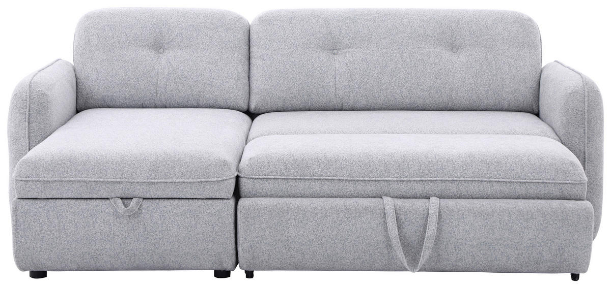 ECKSOFA Hellgrau Chenille  - Hellgrau/Schwarz, Design, Kunststoff/Textil (154/221cm) - Carryhome
