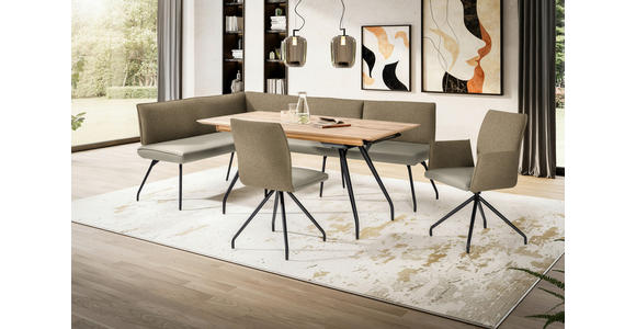 ECKBANK 165/225 cm  in Graubraun  - Graubraun/Schwarz, Design, Textil/Metall (165/225cm) - Moderano