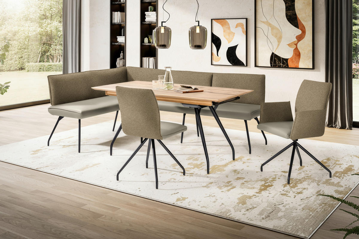 ECKBANK 165/225 cm  in Graubraun  - Graubraun/Schwarz, Design, Textil/Metall (165/225cm) - Moderano