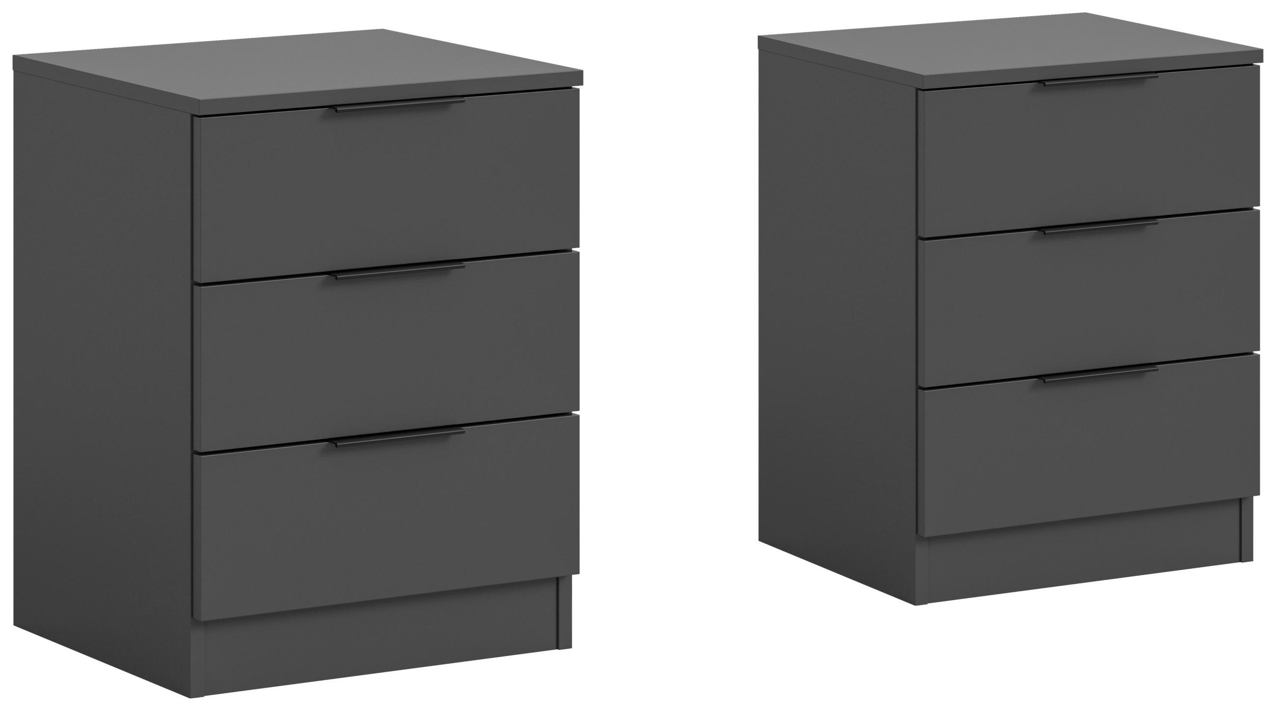 NACHTSCHRANKSET 45/60/40 cm  - Anthrazit/Schwarz, MODERN, Holzwerkstoff/Kunststoff (45/60/40cm) - MID.YOU