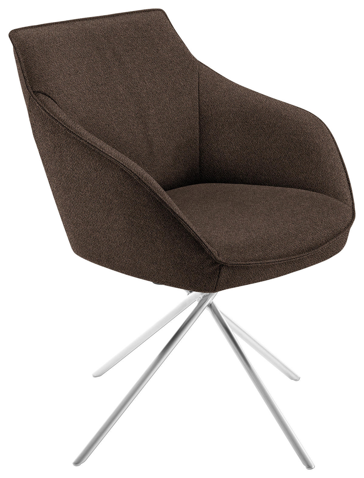 ARMLEHNSTUHL Nickel Flachgewebe  - Edelstahlfarben/Braun, Design, Textil/Metall (60/84/67cm) - Koinor