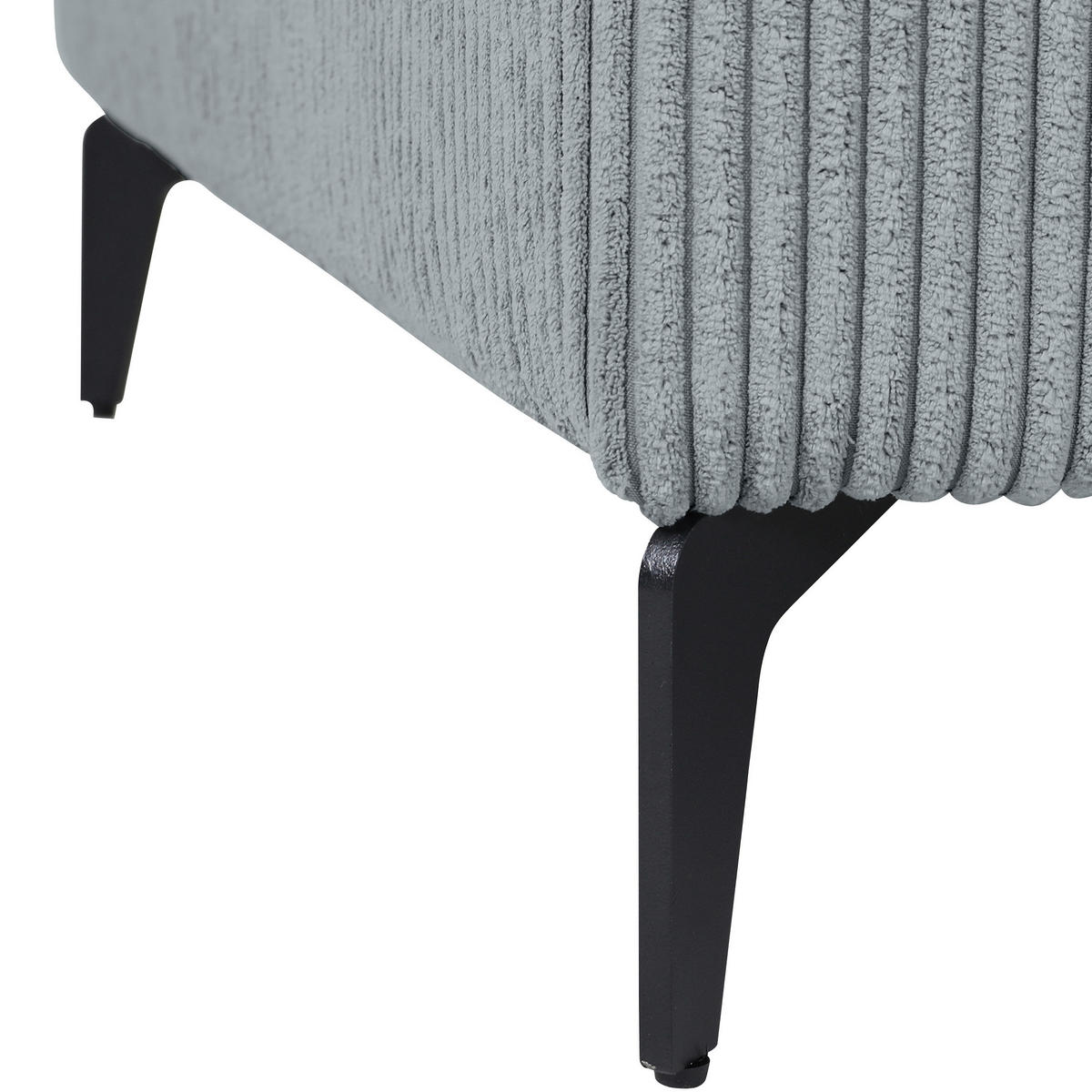 ECKSOFA in Cord Hellgrau  - Hellgrau/Schwarz, Konventionell, Textil/Metall (285/170cm) - Carryhome