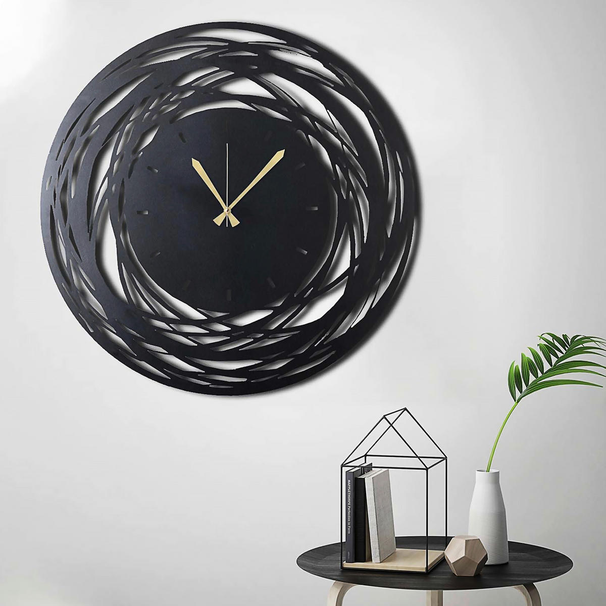 WANDUHR Schwarz 70/70/0,2 cm  - Schwarz, LIFESTYLE, Metall (70/70/0,2cm)