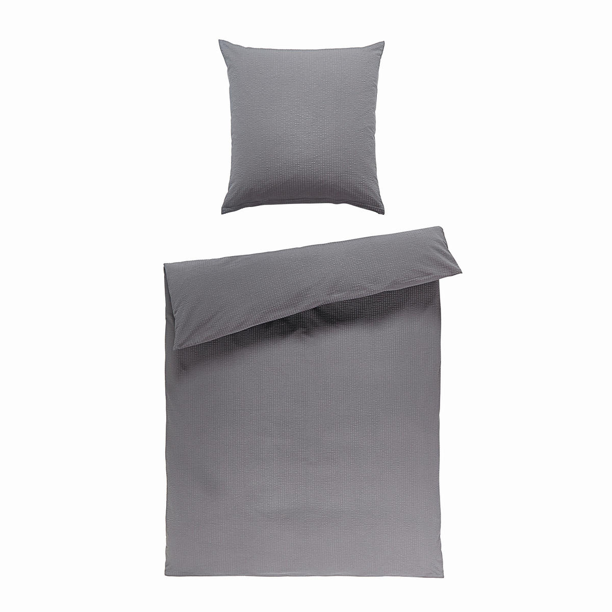BETTWÄSCHE Seersucker 155/220 cm  - Dunkelgrau, Basics, Textil (155/220cm) - Janine