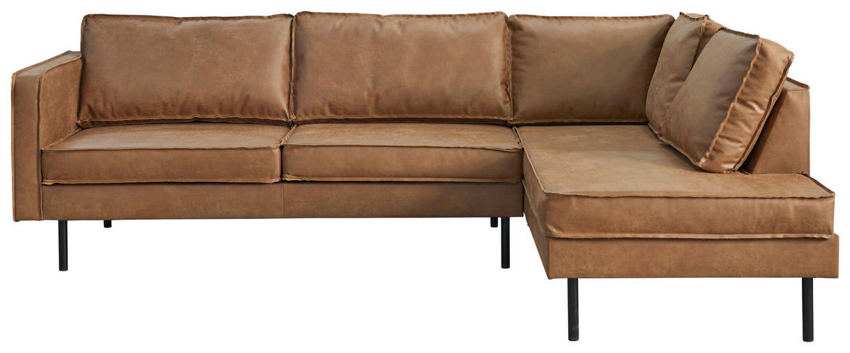 ECKSOFA Braun Lederlook  - Schwarz/Braun, Design, Leder (270/170cm) - MID.YOU