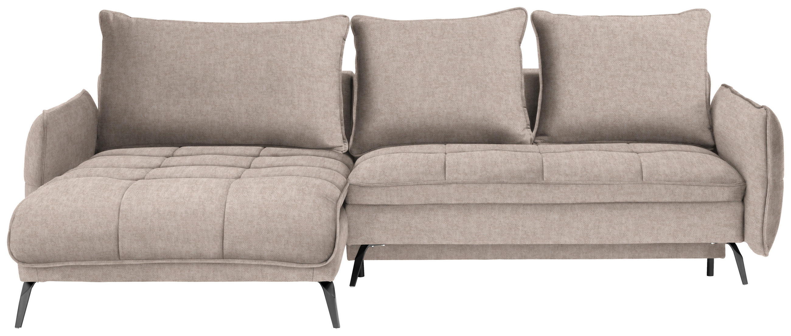 ECKSOFA Beige Flachgewebe  - Beige/Schwarz, LIFESTYLE, Textil/Metall (180/273cm) - Hom`in
