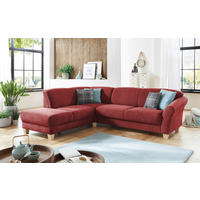 ECKSOFA Flachgewebe Rot  - Rot/Naturfarben, Konventionell, Holz/Textil (212/257cm) - Sit & More