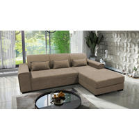 ECKSOFA Taupe Struktur, Bouclé  - Taupe/Schwarz, Design, Kunststoff/Textil (270/175cm) - MID.YOU