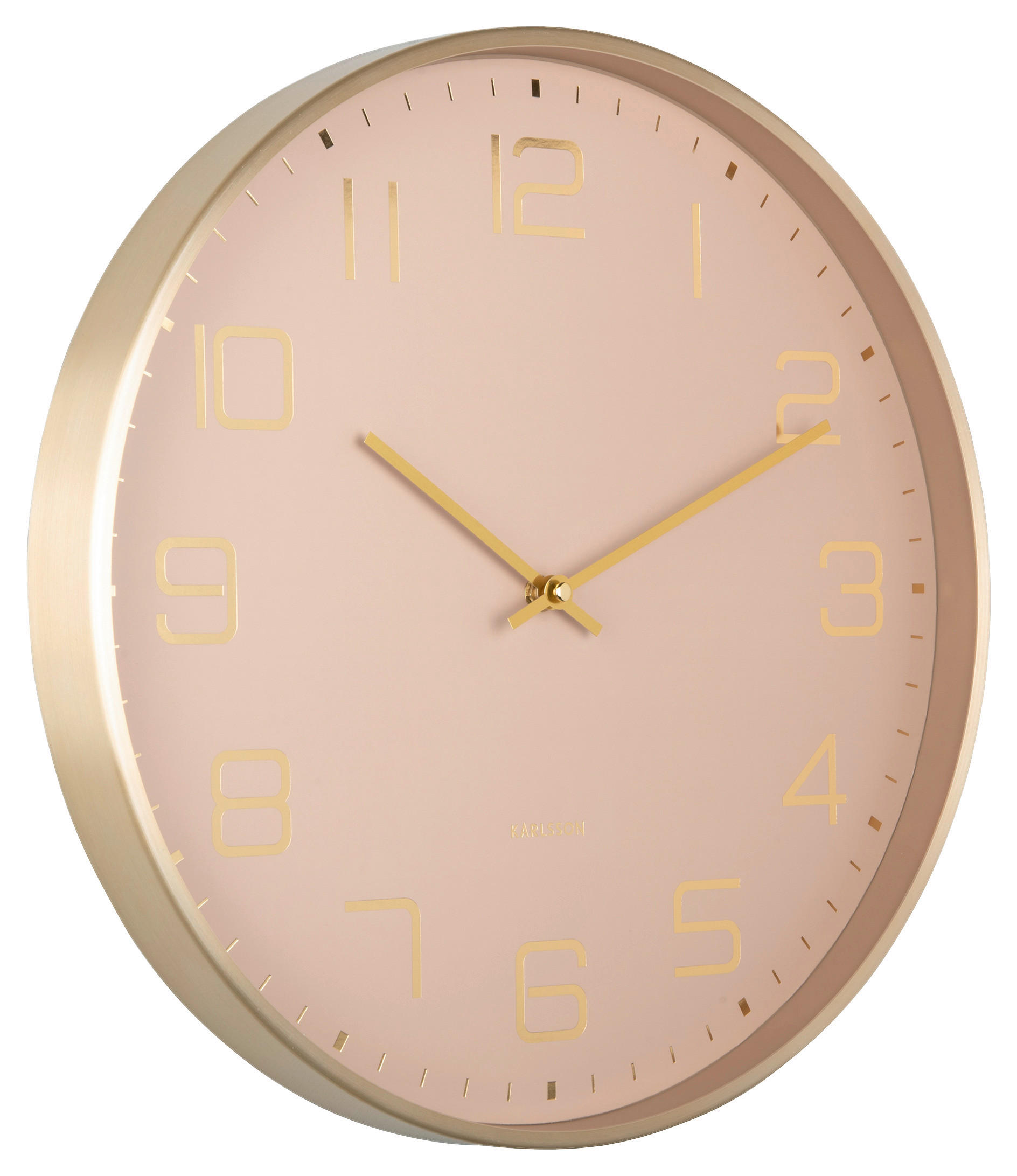 Thumbnail - Karlsson Wanduhr Elegance, Hellbraun, Gold, Metall, 40x40x4.2 cm, Dekoration, Uhren, Wanduhren