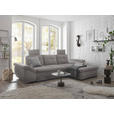 ECKSOFA  in Mikrovelours Hellgrau  - Hellgrau/Schwarz, KONVENTIONELL, Kunststoff/Textil (275/170cm) - Carryhome