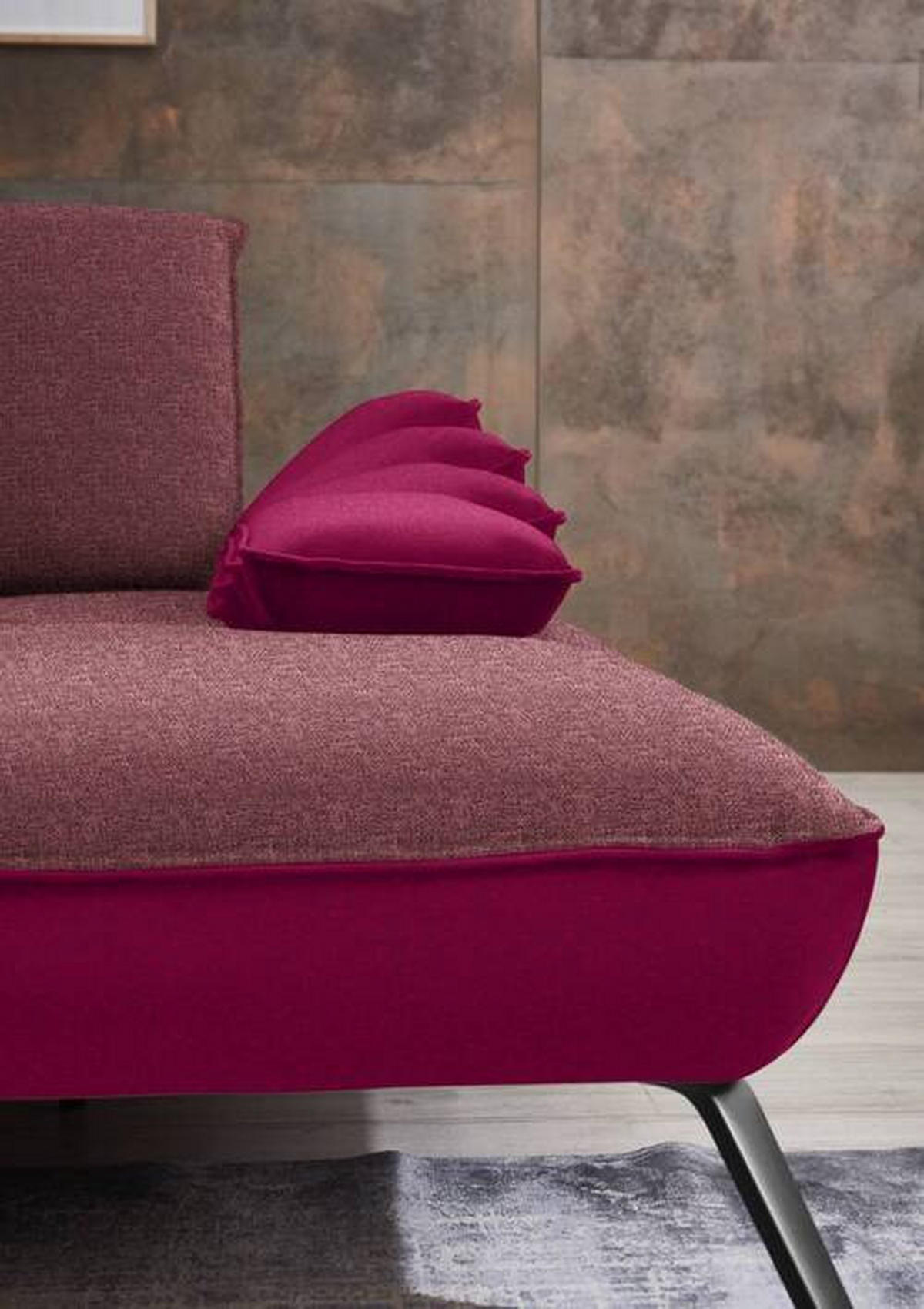 ECKSOFA in Flachgewebe Aubergine  301/191 cm  - Aubergine/Schwarz, Design, Textil/Metall (301/191cm) - Moderano