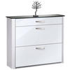 SCHUHSCHRANK  in 117/97/35 cm  - Weiss Hochglanz/Chromfarben, Design, Glas/Holzwerkstoff (117/97/35cm) - Moderano