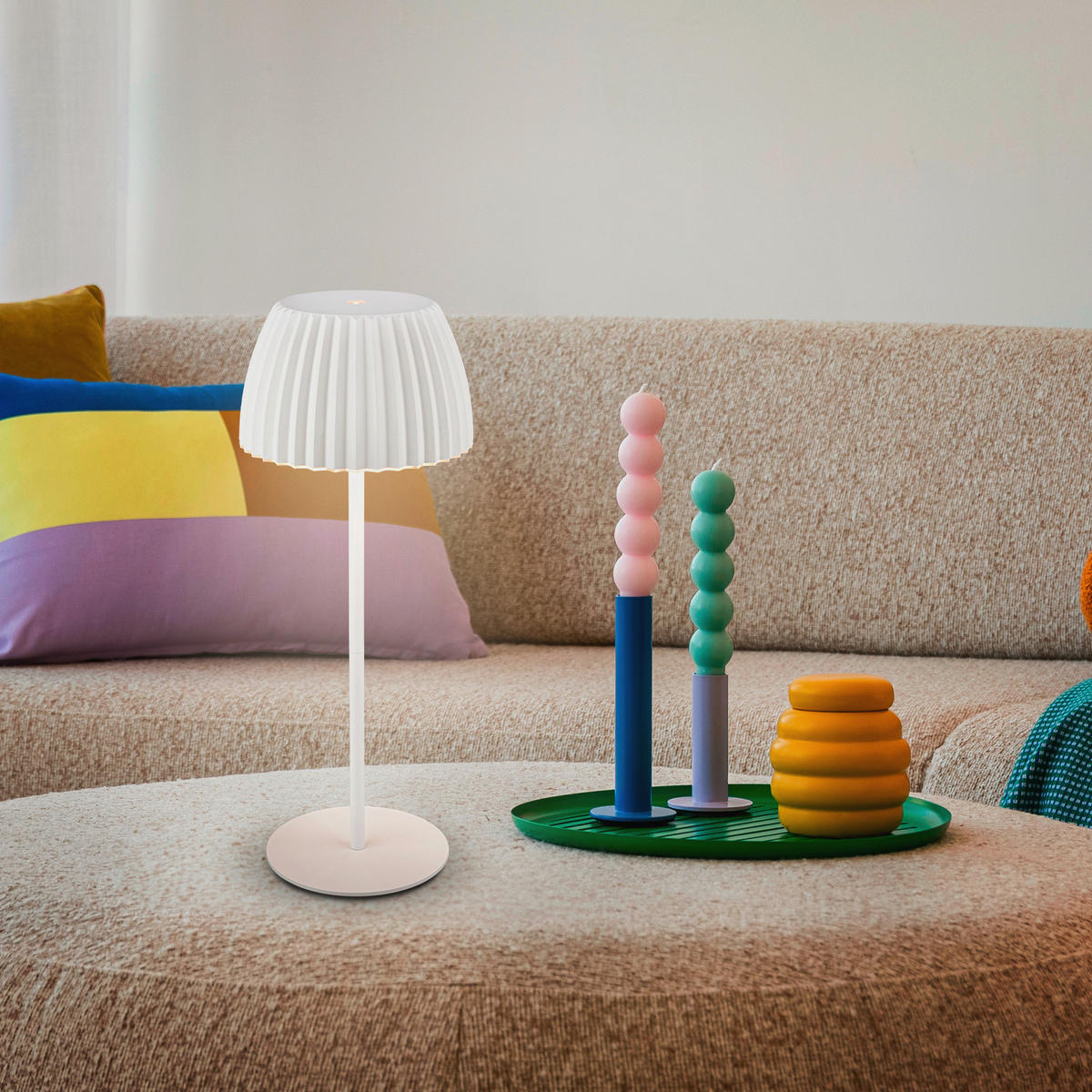 AKKU-TISCHLEUCHTE 14,5/36,5 cm  - Weiß, Basics, Kunststoff/Metall (14,5/36,5cm)