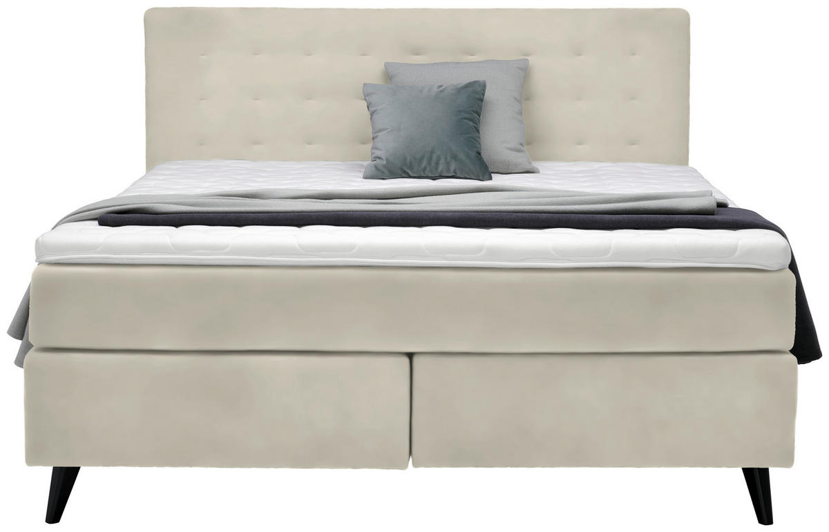BOXSPRINGBETT 180/200 cm  in Hellgrau  - Hellgrau/Schwarz, Konventionell, Holz/Textil (180/200cm) - Voleo
