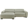 ECKSOFA Beige Mikrofaser Rücken echt, Relaxfunktion, Kopfteilverstellung  - Beige/Schwarz, Design, Holz/Textil (172/256cm) - Carryhome
