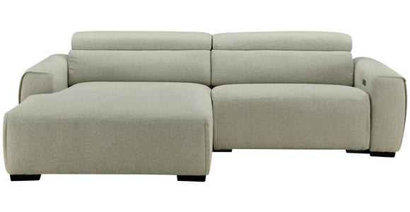ECKSOFA Beige Mikrofaser Rücken echt, Relaxfunktion, Kopfteilverstellung  - Beige/Schwarz, Design, Holz/Textil (172/256cm) - Carryhome
