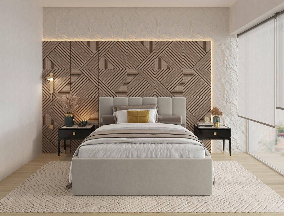 POLSTERBETT 140/200 cm  in Beige  - Beige/Schwarz, Design, Holz/Kunststoff (140/200cm) - Stylife
