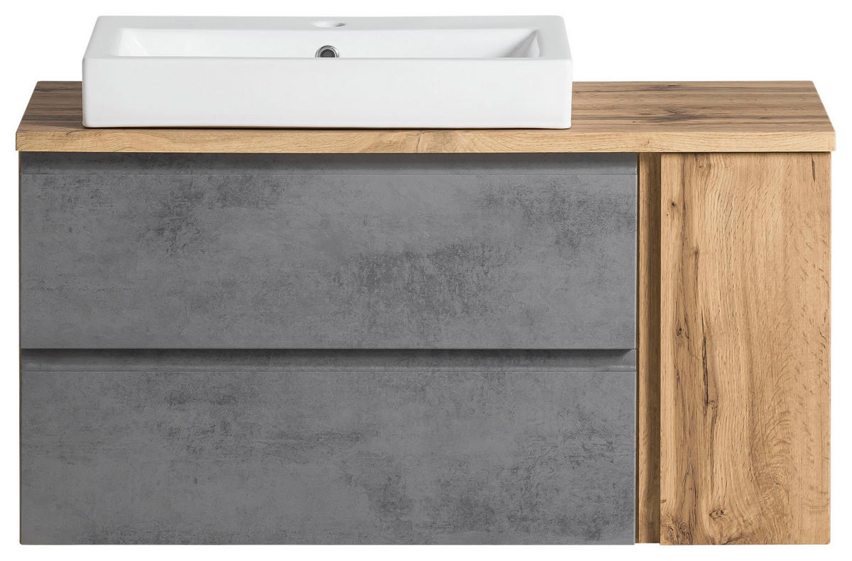 WASCHTISCHKOMBI 105 cm  - Eiche Wotan/Weiß, MODERN, Keramik/Holzwerkstoff (105cm) - Held