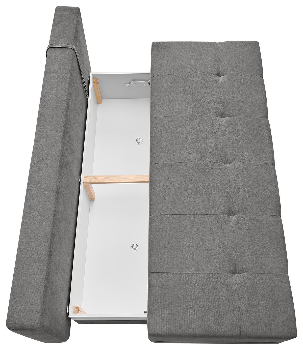 SCHLAFSOFA LUMOS Samt Grau  inkl. Rückenkissen, Armlehnenkissen, Schlaffunktion, Rücken echt, Stauraum  - Naturfarben/Grau, Design, Textil (206/96/96cm) - P & B