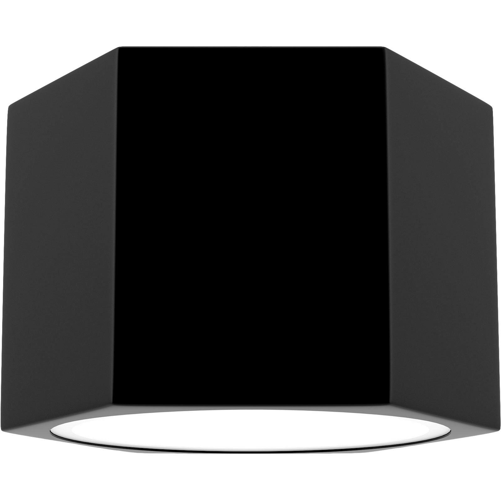 DECKENSTRAHLER Hexa 12/8 cm   - Schwarz, Basics, Holz (12/8cm)