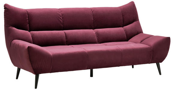 3-SITZER-SOFA Mikrofaser Weinrot - Weinrot/Schwarz, Design, Textil/Metall (222/106/99cm) - Xora