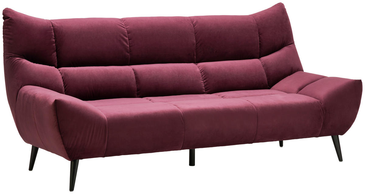 3-SITZER-SOFA Mikrofaser Weinrot  - Weinrot/Schwarz, Design, Textil/Metall (222/106/99cm) - Xora