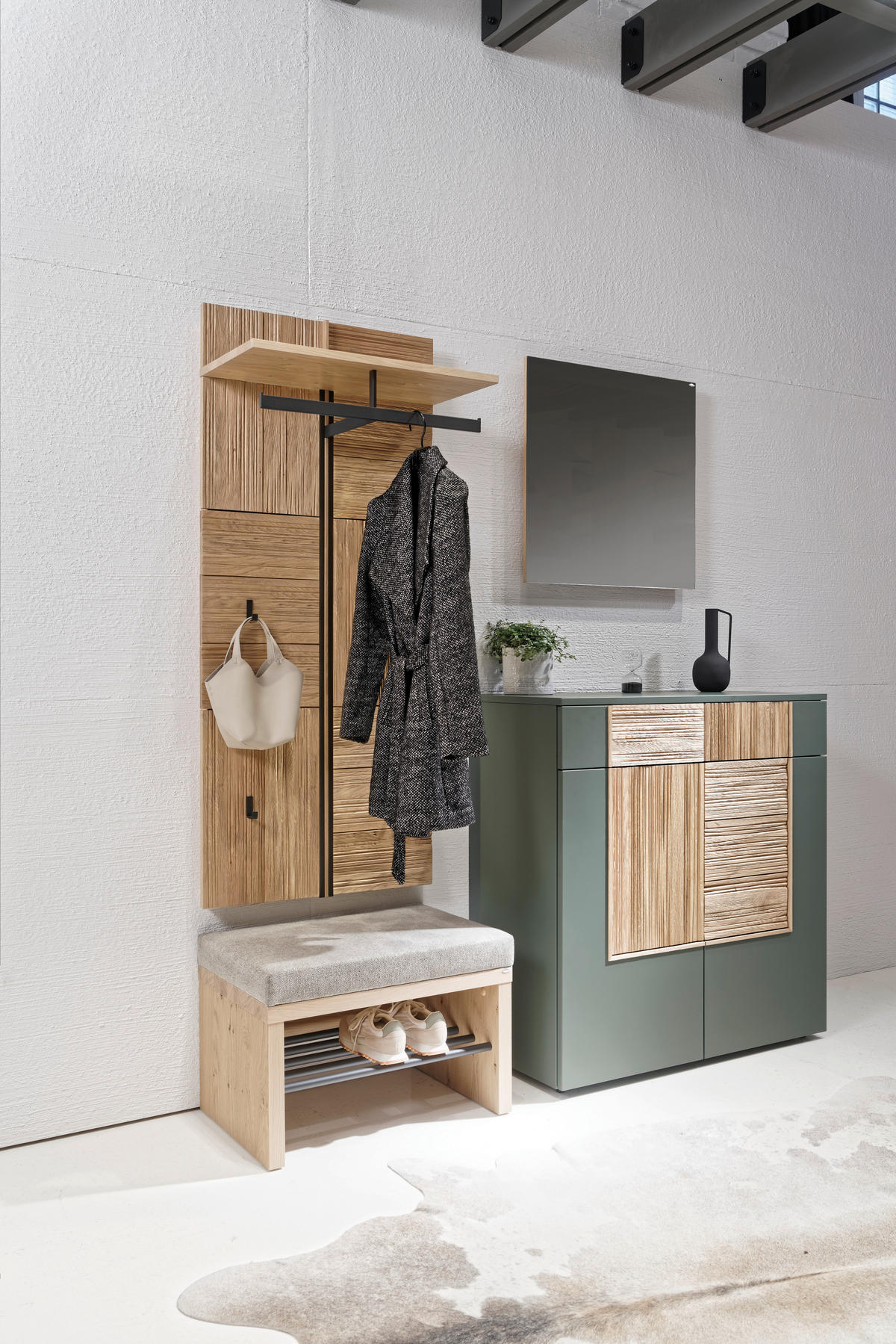 GARDEROBE  in 173/194/42,9 cm  - Wildeiche/Hellgrau, Design, Holz/Holzwerkstoff (173/194/42,9cm) - Voglauer