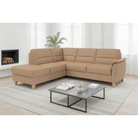 ECKSOFA PALMERA E Cappuccino Echtleder  - Eichefarben/Cappuccino, Basics, Leder/Holz (212/236cm) - Sit & More