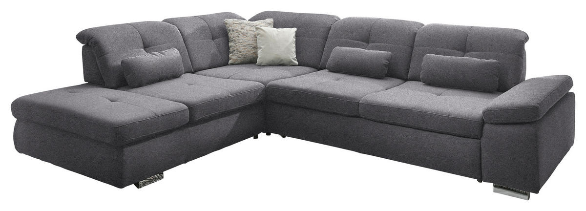 ECKSOFA  in Mikrofaser Grau  260/312 cm  - Chromfarben/Grau, Design, Textil/Metall (260/312cm) - Beldomo Style